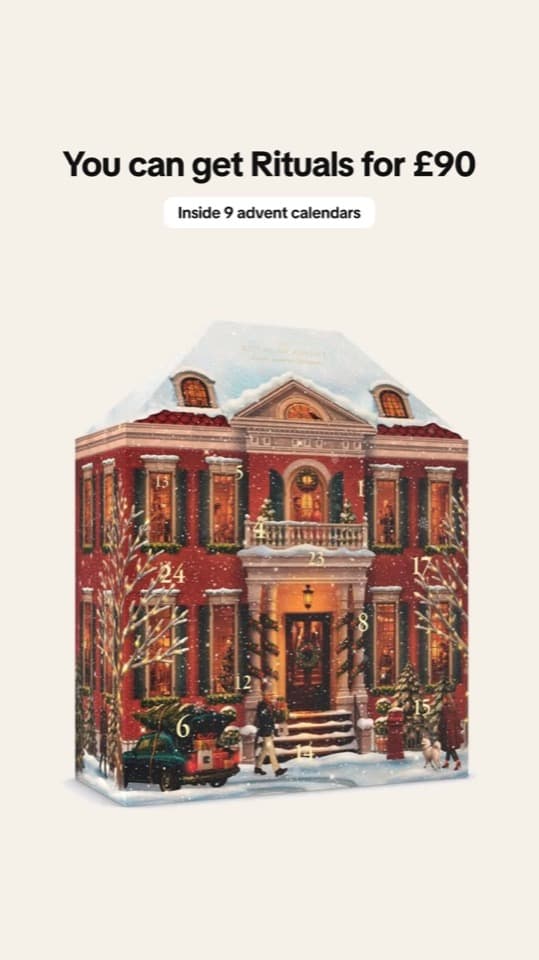 Carousel cover: You can get Rituals for £90, inside 9 advent calendars, over a photo of a calendar