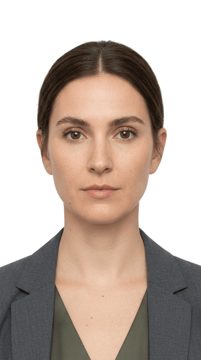 Passport-style portrait of Alex Reed, AI UGC creator