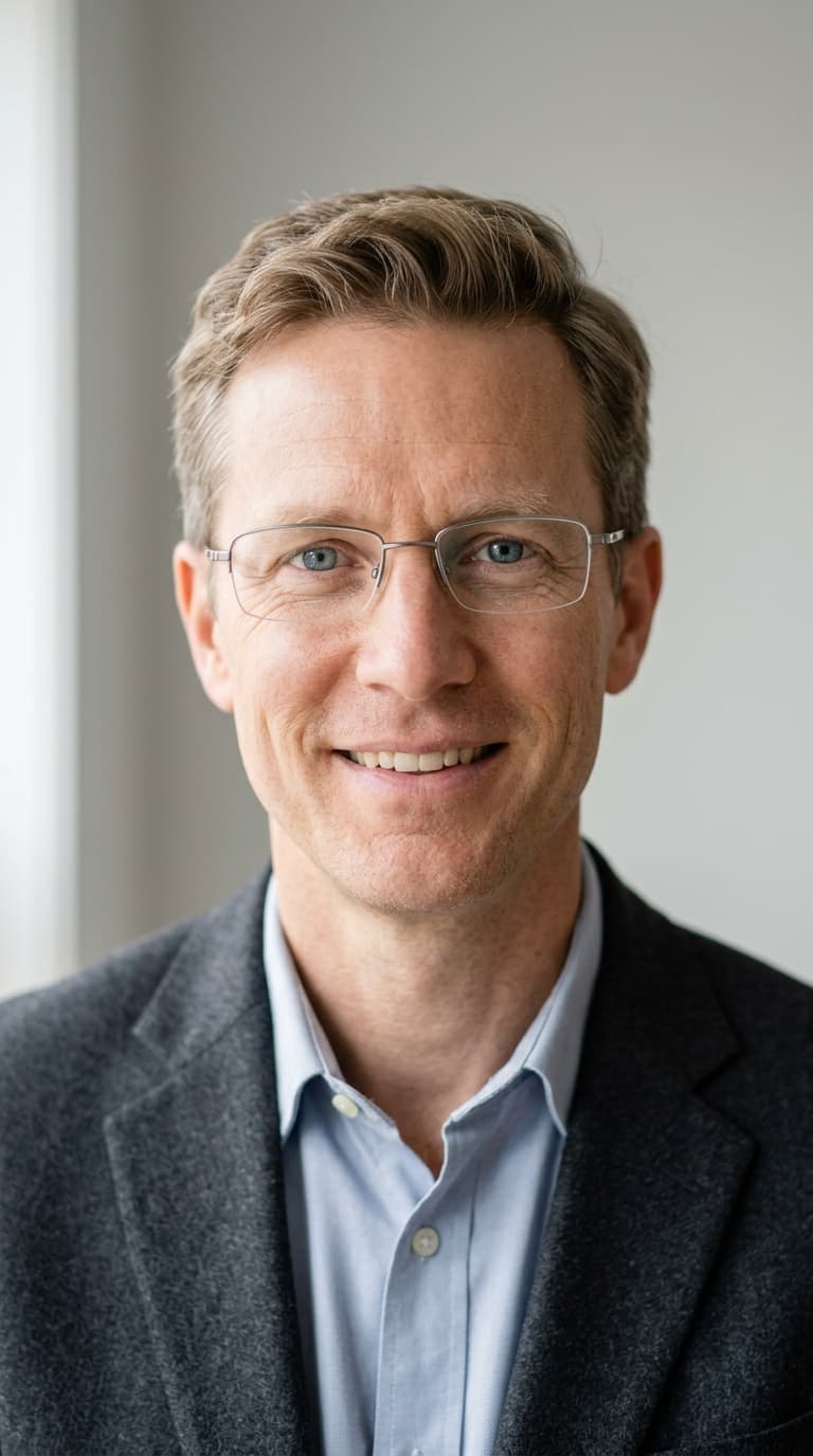 Passport-style portrait of Henrik Lindqvist, AI UGC creator