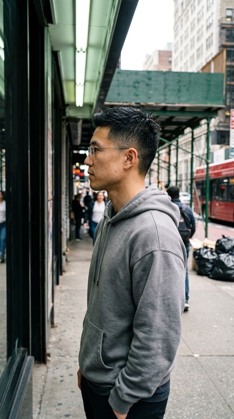Marcus Chen, grocery store npc style