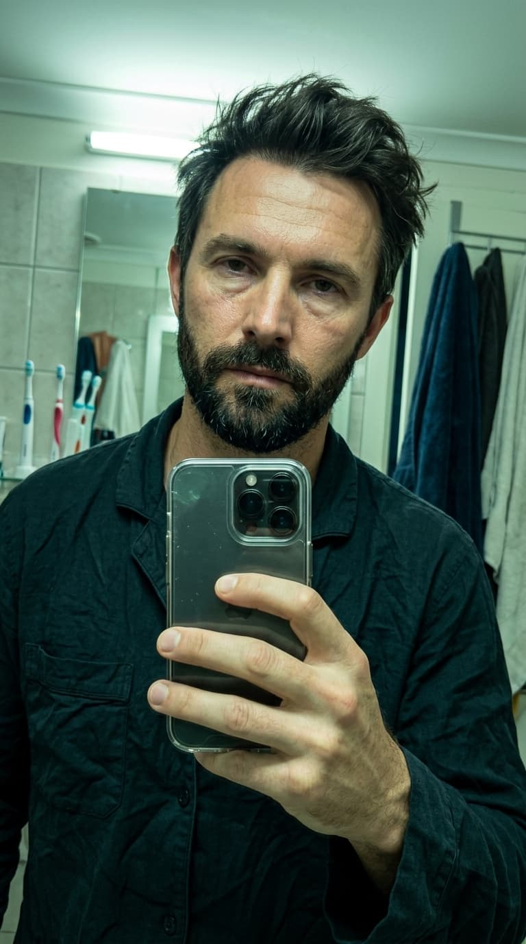 Alexander Sterling, candid mirror selfie style