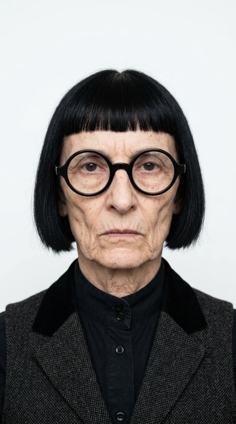 Passport-style portrait of Grizelda 'Zelda' Noonan, AI UGC creator